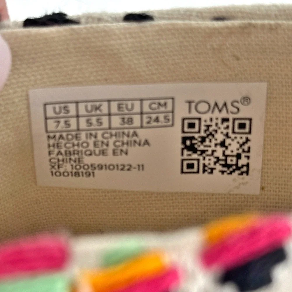 TOMS Monica Mule Embroidered Wedge Espadrille Sandal Multicolor‎ 4